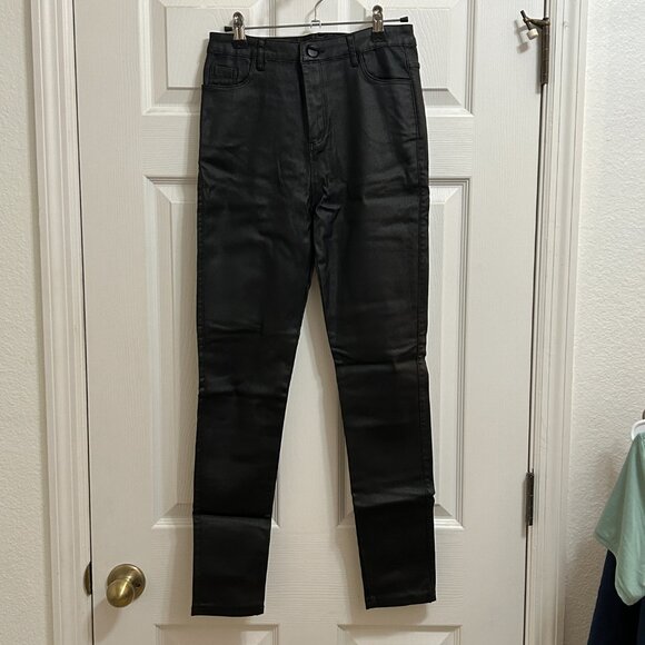 AA Apperloth Women’s Black Biker Jeans Poly Coated Size Small - Picture 5 of 5